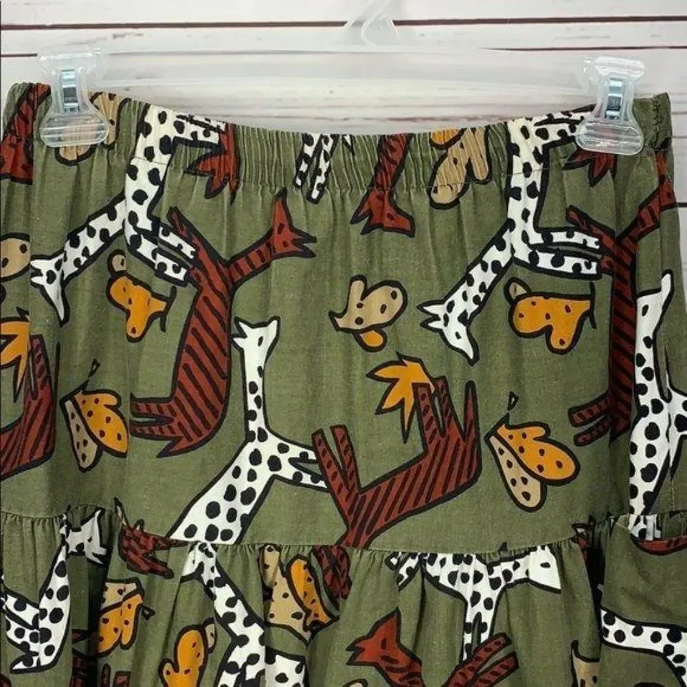 Vintage C.C. Company Women's Cottage Core Animal Print‎ Skirt Set Size Small